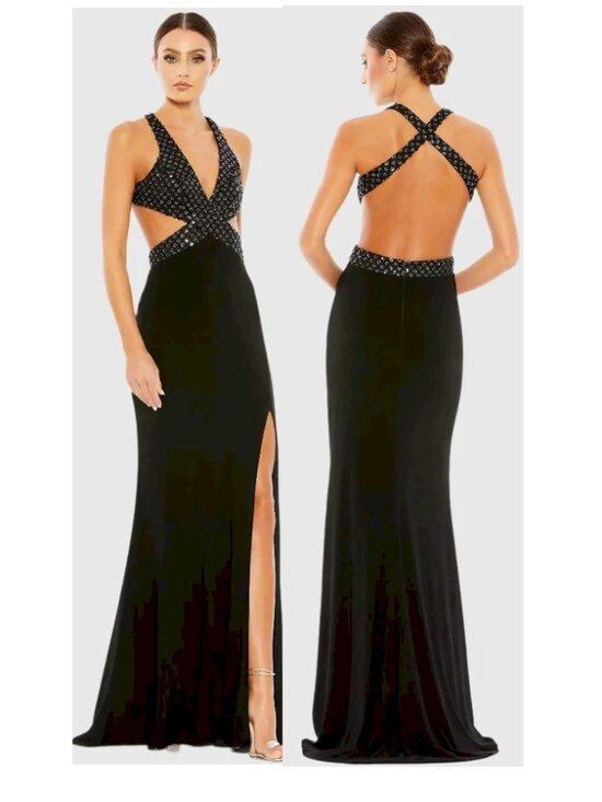 Mac Duggal Dresses & Skirts - Mac Duggal Black Floral Sequined Criss Cross Gown Style 68166 Size 12 NEW NWT